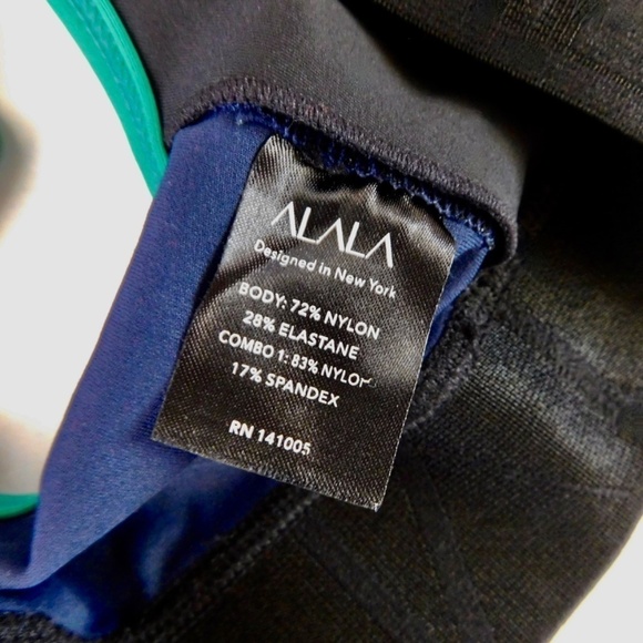 ALALA Colorblock Sports Bra Jade Green Navy Black Activewear Sporty Medium - Picture 9 of 11